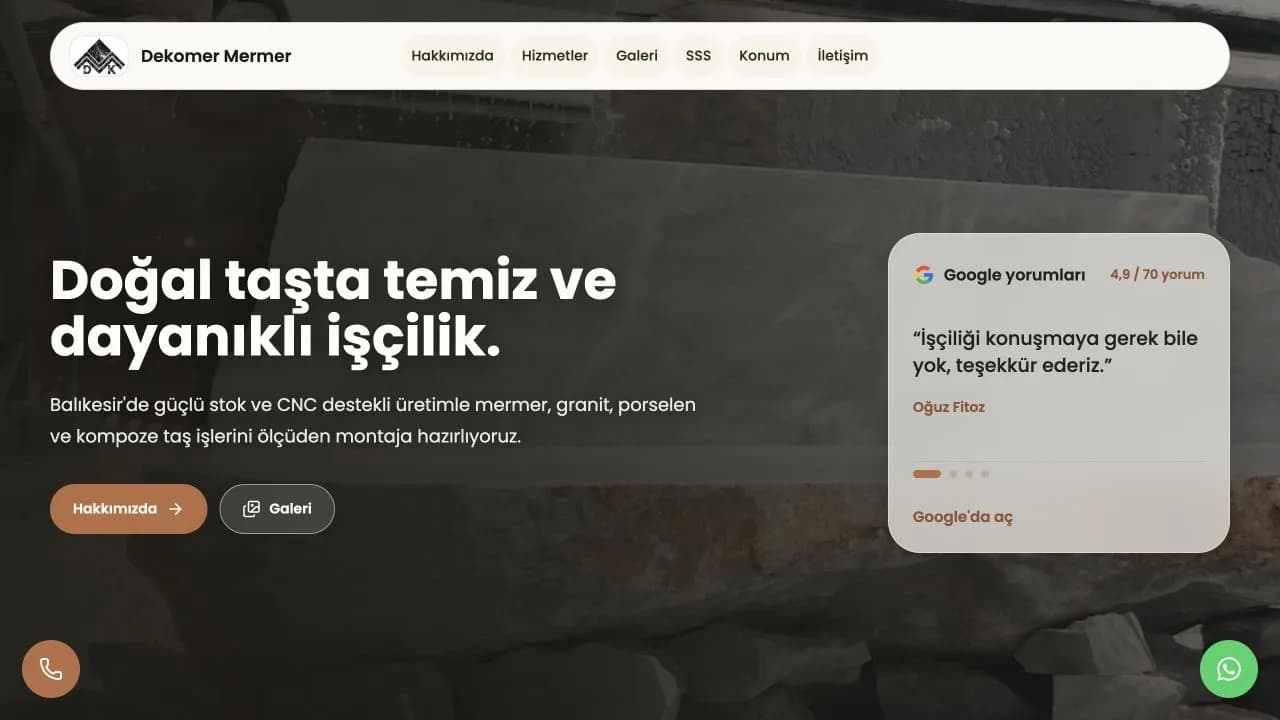Dekomer Mermer web sitesi