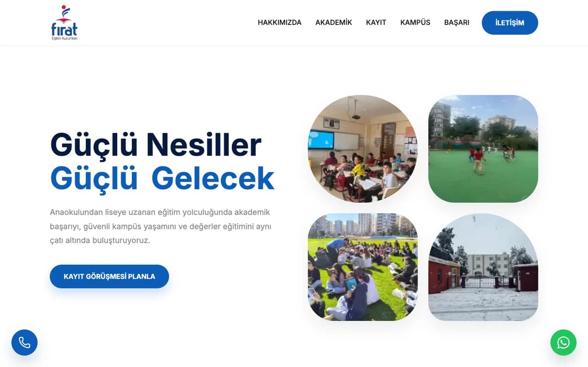 Özel Fırat Koleji web sitesi