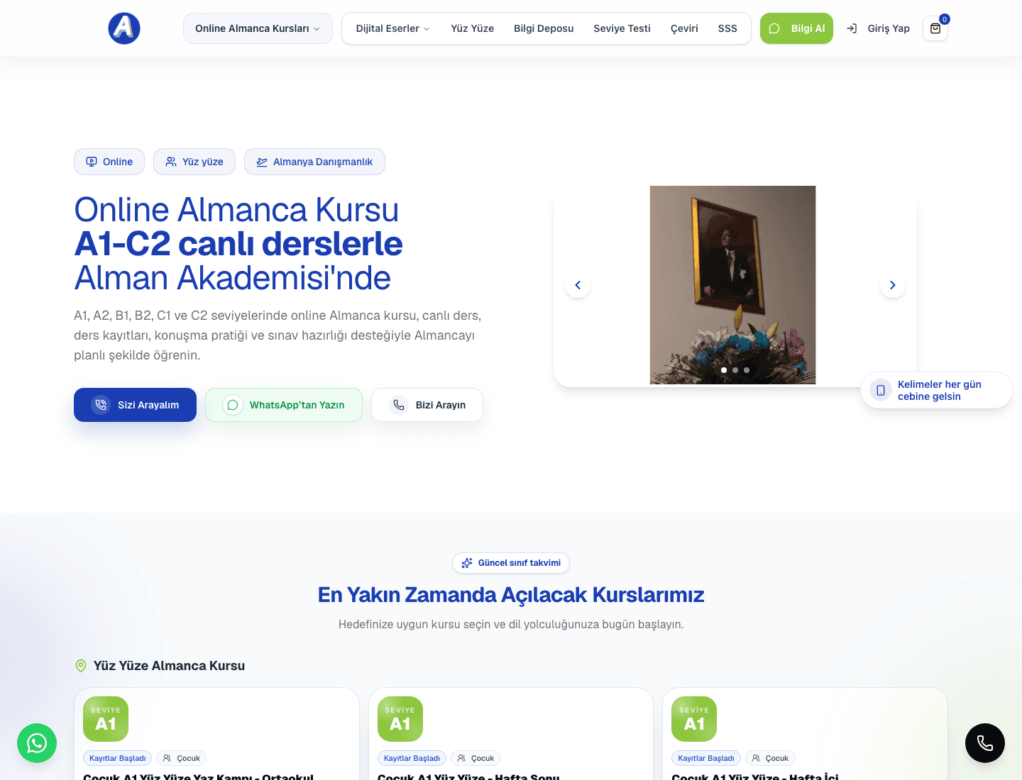 Alman Akademisi web sitesi ekran görüntüsü