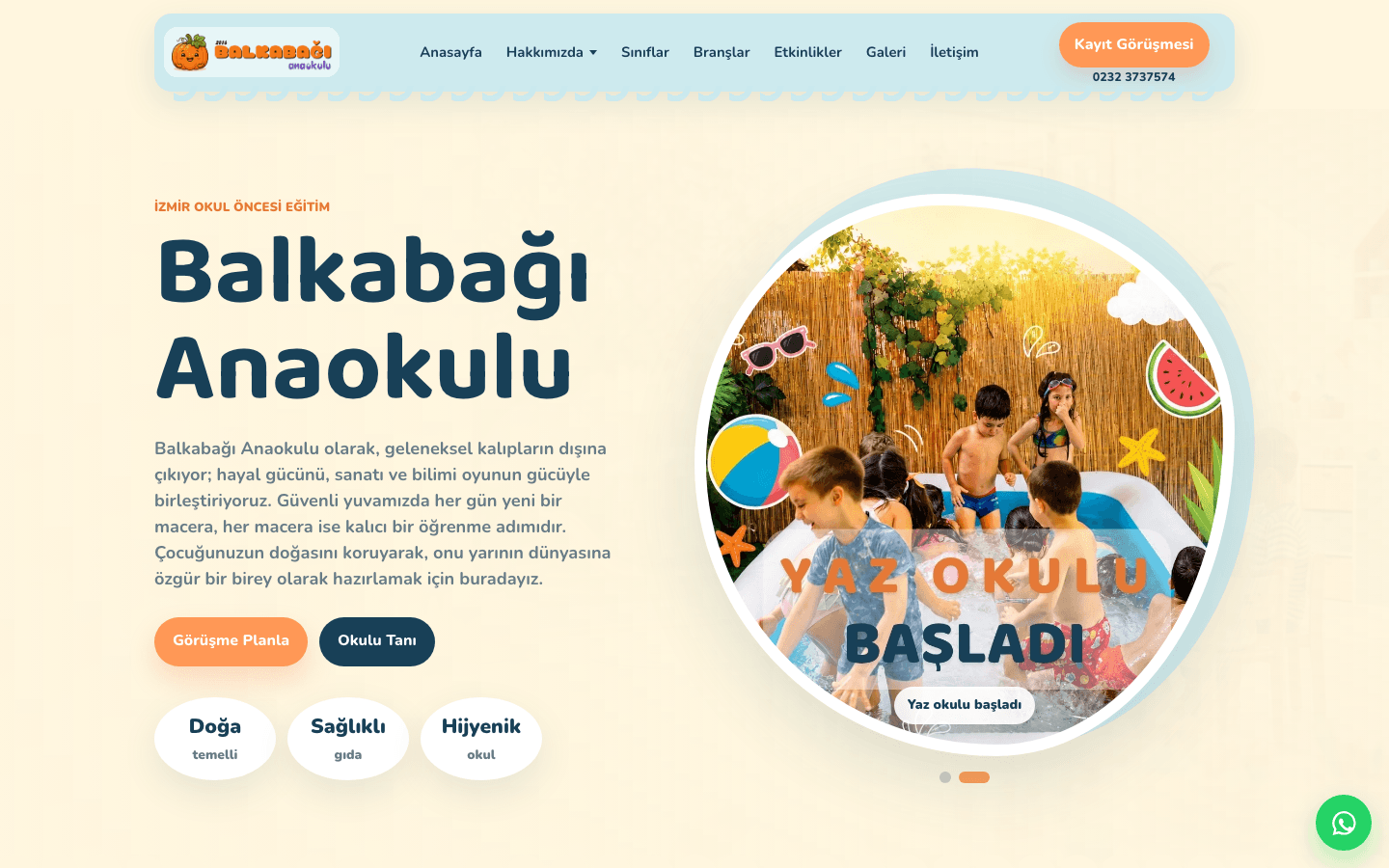 Balkabağı Anaokulu web sitesi ekran görüntüsü