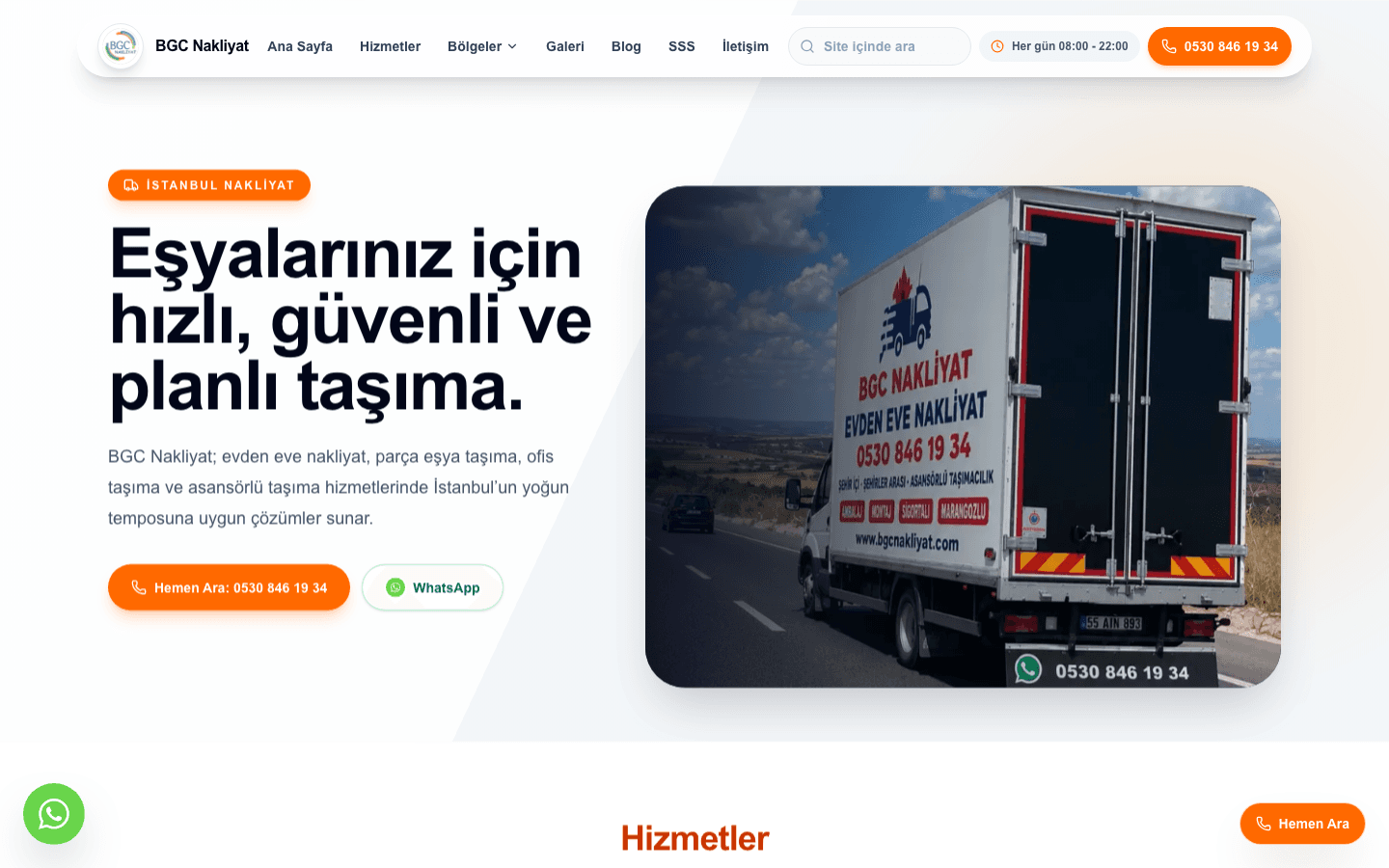 BGC Nakliyat web sitesi ekran görüntüsü
