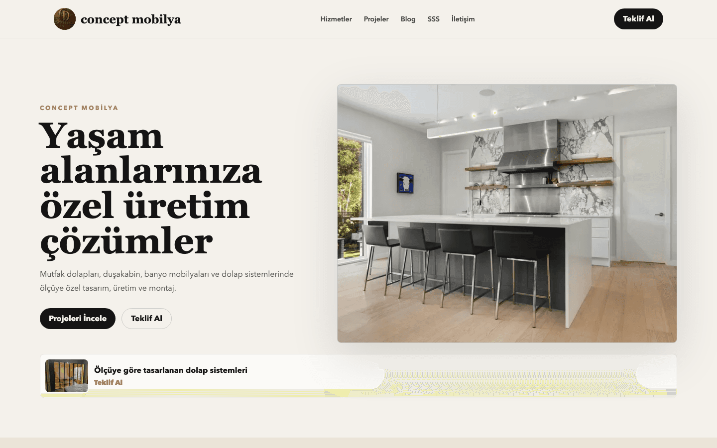 Concept Mobilya web sitesi ekran görüntüsü