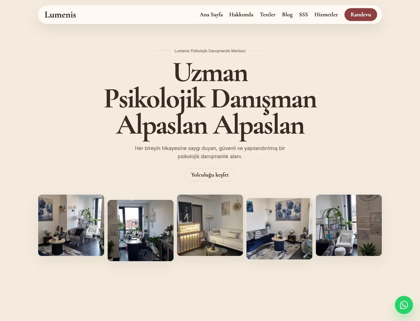 Uzm. Psk. Dan. Alpaslan Alpaslan web sitesi ekran görüntüsü