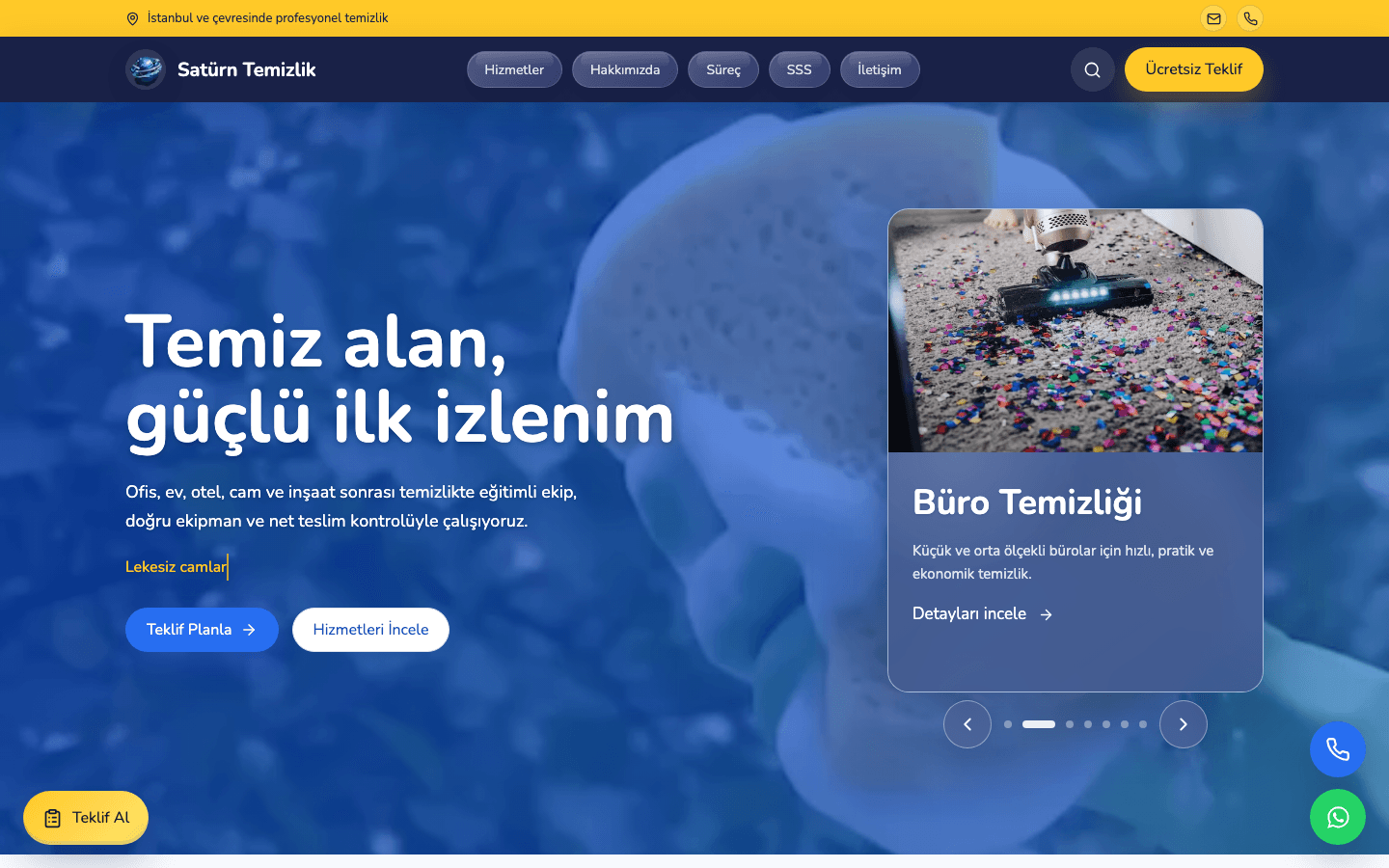 Satürn Temizlik web sitesi ekran görüntüsü